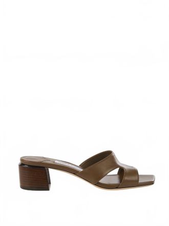 Jimmy Choo London Womens Ellison Leather Sandal Mule In Brown