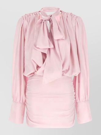 Rotate mini dress bow neck buttoned cuffs