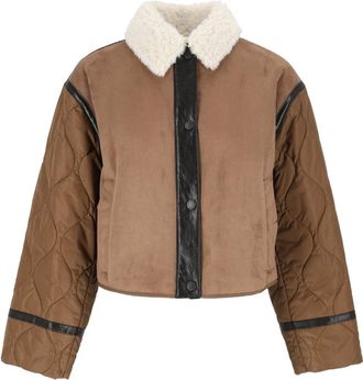 Max Mara Imbottito corto Gessati - Dames - Jassen - Bruin - Maat: L Leer