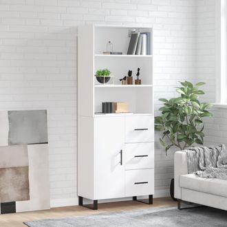 vidaXL Vidaxl - Aparador Alto Madera Contrachapada Blanco 69,5x34x180 Cm
