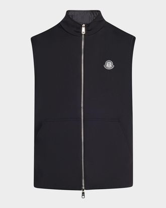 Moncler Men & apos;s Full-Zip Leather-Emblem Vest