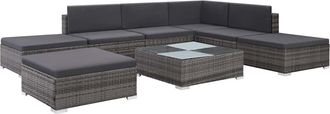 vidaXL Set De Sof&aacute;s De Jard&iacute;n 8 Piezas Y Cojines Rat&aacute;n Sint&eacute;tico Gris Vidaxl