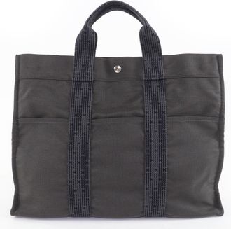 Herm&egrave;s Sellier Gray Polyamide Polyester Handbag Tote Bag (Pre-Owned)