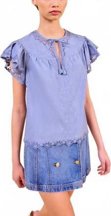Ulla Johnson Effie Flutter Sleeve Top In Chambray
