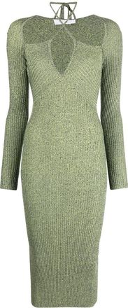 SIMKHAI crossover strap bodycon midi dress - women - Nylon/Rayon/Spandex/Elastane - S - Green