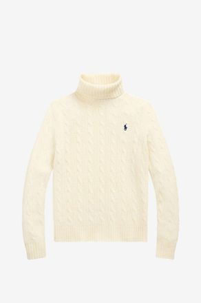 Polo Ralph Lauren Rollkragen-Zopfstrickpullover aus Wolle und Kaschmir Pony