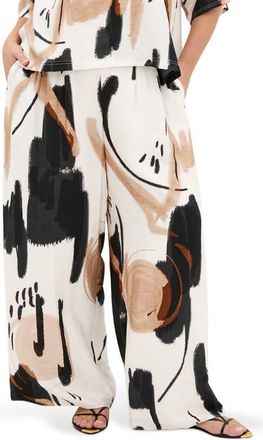 City Chic Alexi Exhibit Print Wide Leg Pants at Nordstrom, Size 12W