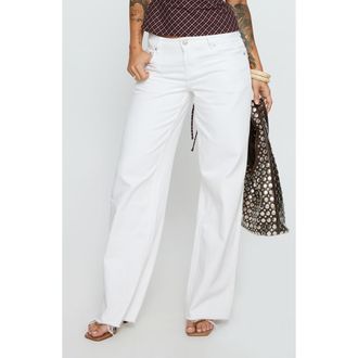 Princess Polly Sabryna Low Rise Straight Leg Jeans in White at Nordstrom, Size 12
