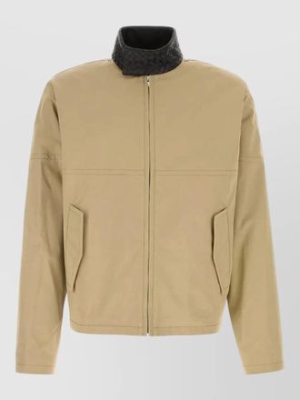 Bottega Veneta cotton jacket contrast woven collar pockets
