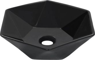 vidaXL Lavabo 41x36,5x12 Cm Cer&aacute;mica Negro Vidaxl