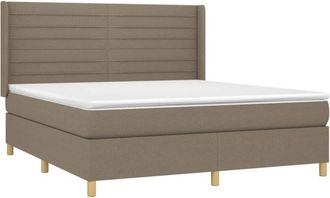 vidaXL Vidaxl - Cama Box Spring Colch&oacute;n Y Luces Led Tela Gris Taupe 180x200 Cm