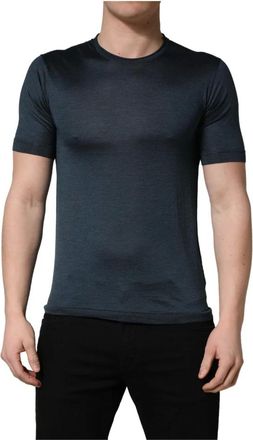 Dolce & Gabbana T-Shirts, male, Blue, Size: S Short Sleeve Crew Neck T-shirt