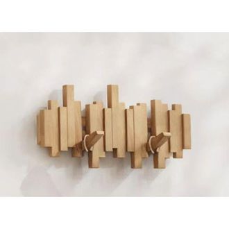 OEM Perchero De Pared De Madera Maciza Con 6 Ganchos - Carga M&aacute;xima 50 Kg - Dise&ntilde;o Plegable Para Recibidor Y Ba&ntilde;o -crezuo