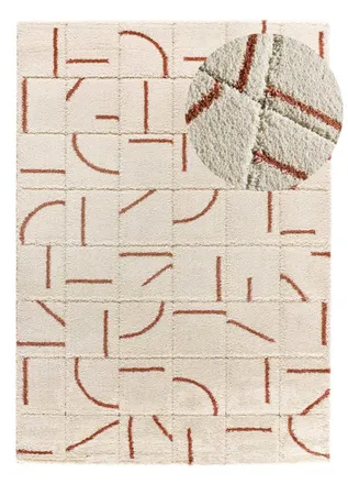 Atticgo Alfombra con relieve de pelo largo beige/caldera 160x230 cm