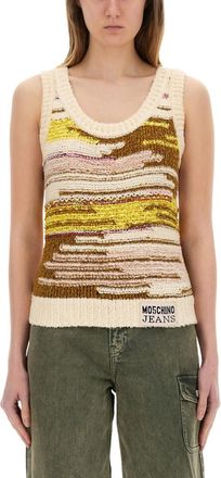 Moschino Multicolor Graphic Scoop Neck Top