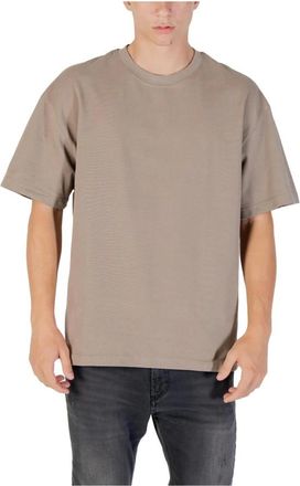 Gianni Lupo Tops, Heren, Beige, M, Katoen, Beige Ronde Hals T-Shirt