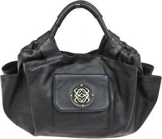 Loewe Pre-owned Tote Bags, female, Black, Size: ONE SIZE Pre-owned Vintage Leather Hobo Tote Bag
