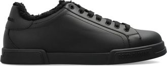 Dolce & Gabbana Schoenen, Heren, Zwart, 44 1/2 EU, Leer, Portofino Sneakers