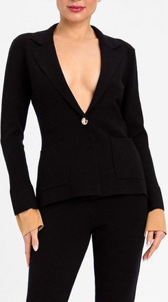 Twin-Set Single-Breasted Cropped Knit Blazer in Viscose Blend