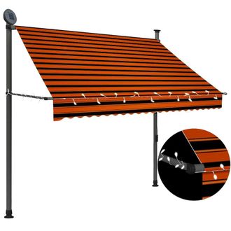 vidaXL Manual Retractable Awning with LED 78.7 Orange and Brown