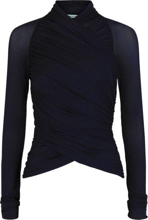 Ferragamo Womens Ruched Long-Sleeve Top In Blue