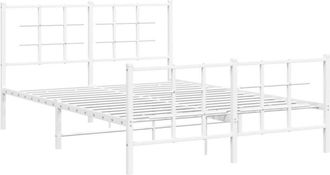 vidaXL Metal Bed Frame without Mattress with Footboard White 135x190cm Vidaxl