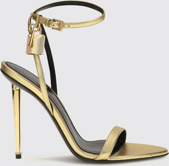 Tom Ford Sandali Padlock in pelle laminata oro con tacco a spillo