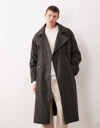 Asos Trench effetto lana grigio a quadri