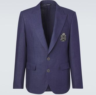 Dolce & Gabbana Blazer monopetto in lino con logo