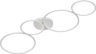 Trio Leuchten Rondo plafoniera led 37W 4800lm, 3000K 4 cerchi metallo bianco opaco dimmerabile con interruttore a parete l. 97CM