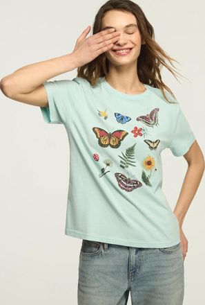 Lucky Brand Womens Embellished Butterfly Boyfriend