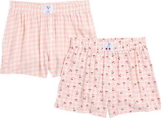 Tart Challis Oriel 2-Pack Boxer Shorts in Cherry Checked + Ditsy Pink at Nordstrom Rack, Size X-Large