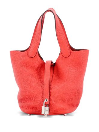 Herm&egrave;s Borsa a secchiello Picotin Lock PM in pelle Clemence - Rosso