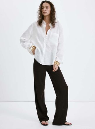 Mango Pantaloni dritti maglia marrone - Donna - XXS - MANGO