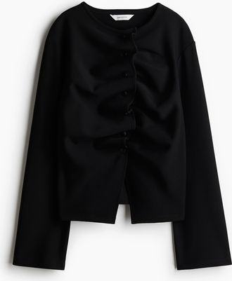 H&M Geraffter Cardigan - Schwarz