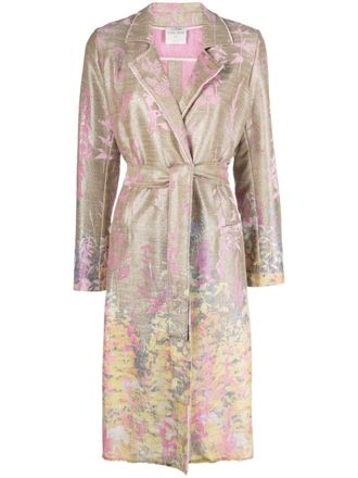 Forte_Forte single-breasted patterned-jacquard coat - women - Cotton/Viscose/Polyester - I - Green