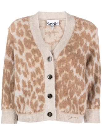 Ganni Vest met luipaardjacquard - Beige