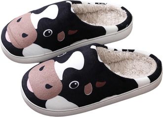 Generic Christmas Ladies Slippers Chicken Pattern Plush Slipper Faux Fleece Lining Shoes For Women Uk Cloud-Like Comfort Winter Slipper Work From Home Couple 