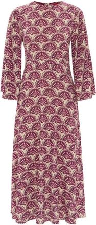 La DoubleJ Floral Hourglass Jurk - Dames - Casual kleedjes - Paars - XL - Kleedjes