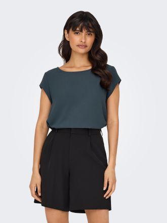 Only Kurzarmbluse ONLY ONLVIC - feminines Blusenshirt in lockerer Form, Damen, Gr. 34, blau (ombre blau), Web, Obermaterial: 97% Polyester, 3% Elasthan, un