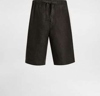Dolce & Gabbana Linen Fabric Shorts - Man Pants And Shorts Black 44