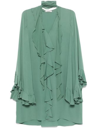 Dorothee Schumacher ruffled-detailing georgette midi dress - women - Silk/Polyester - 4 - Green