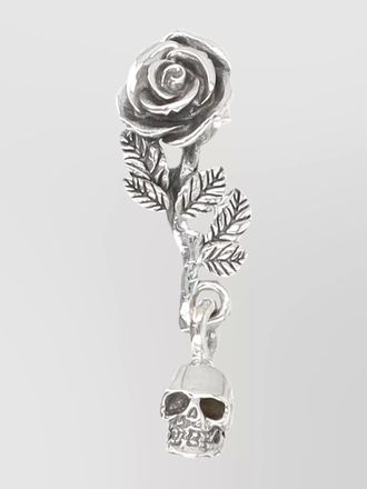 Emanuele Bicocchi drop style rose skull earrings