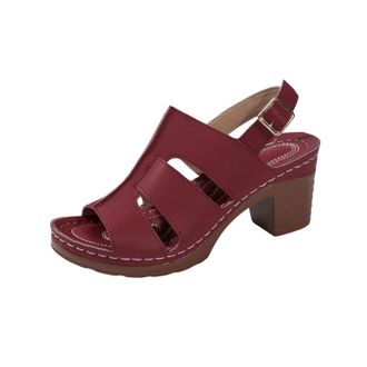 Generic Ladies Heeled Sandals Casual Breathable Summer Sandals Solid Color Open Toe Stylish Chunky Heel Ankle Strap Strappy Sandal Work Leisure