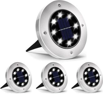 Trade Shop Trade Shop Traesio - Trade Shop - 4 Faro Lampada Led Solare Da Esterno Giardino Faretto 8 Led Picchetto Segnapassi