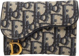 Dior Navy Canvas Leather Coin Purse/Coin Case (Pre-Owned)