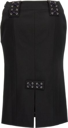 Alessandra Rich Womens Black Wool Midi Skirt