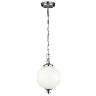 Netlighting Parkman 1 Light Small Globe Ceiling Pendant Polished Nickel E27 in Grey