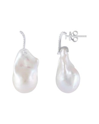 Splendid Pearls Silver 13-15Mmmm Pearl Earrings