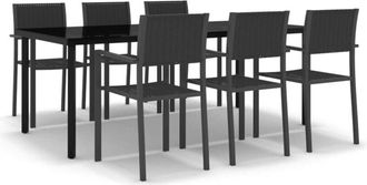 vidaXL 7 Piece Garden Dining Set Black Vidaxl